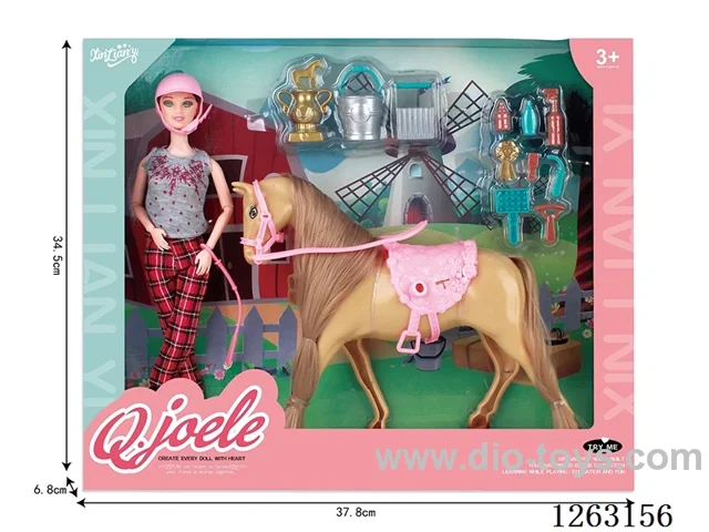 11.5 Inch Joint Doll Horse Trainer Set