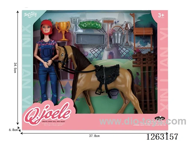 11.5 Inch Joint Doll Horse Trainer Set