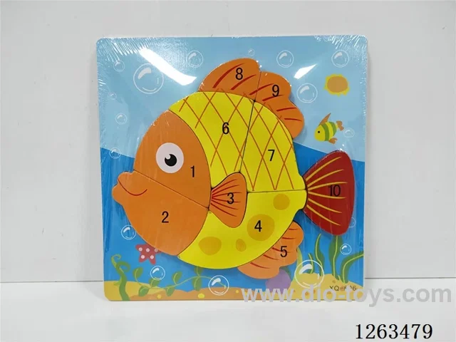 Wooden digital goldfish puzzle