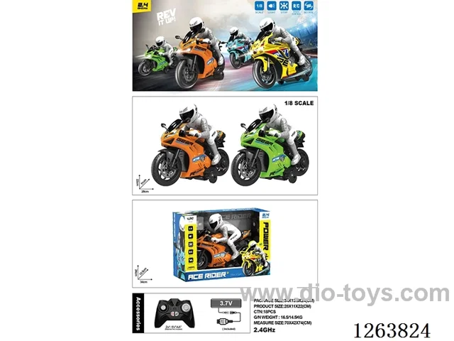 1:8 2.4G RC stunt motorcycle W L/M included battery