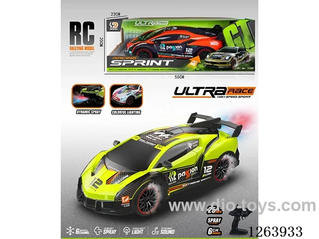 2.4G 6ch 1:10 rc car W L/M/spray included battery 2 colors