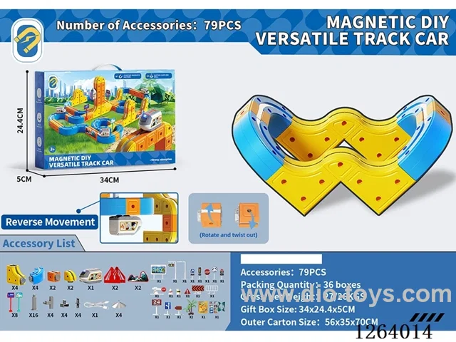 Magnetic DIY Transformable Track Car 79PCS included battery