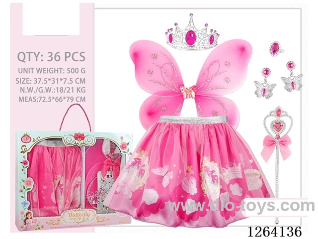 Flower Fairy Wings, Skirt, and Accessories Set