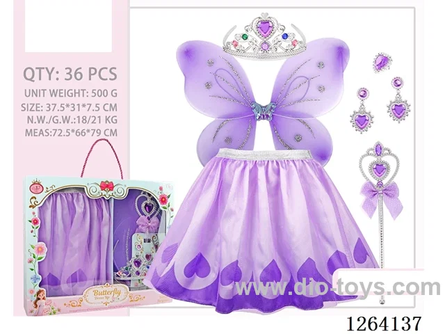 Flower Fairy Wings, Skirt, and Accessories Set