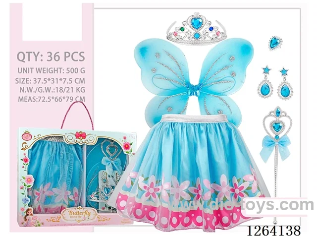 Flower Fairy Wings, Skirt, and Accessories Set