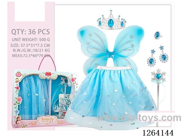 Flower Fairy Wings, Skirt, and Accessories Set