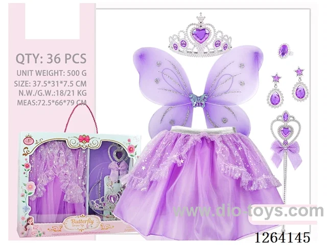 Flower Fairy Wings, Skirt, and Accessories Set