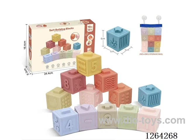 Soft Rubber Number Building Blocks 13PCS (with storage bag)