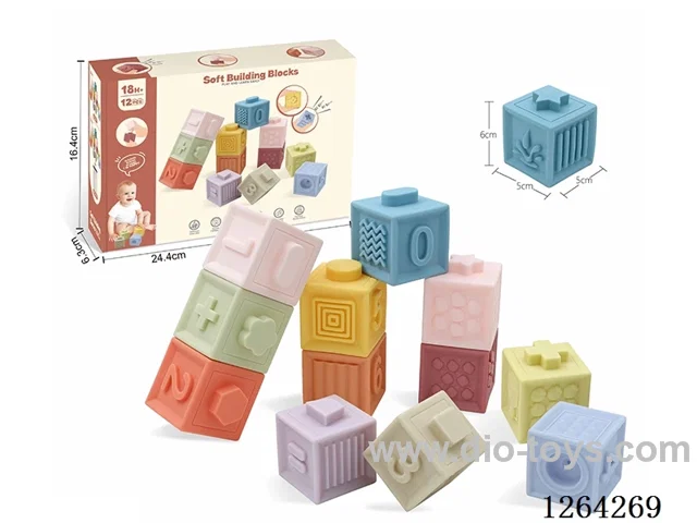 Soft Rubber Chinese Zodiac Number Building Blocks 12PCS