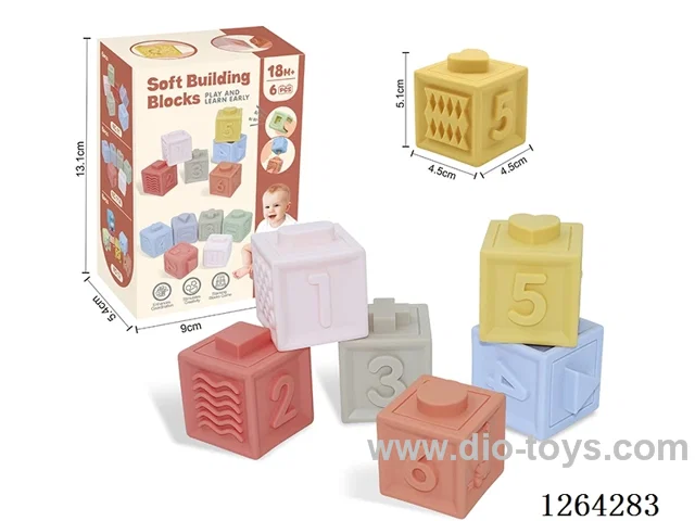 Soft Rubber Animal Numbers 1-6 Small Building Blocks 6PCS