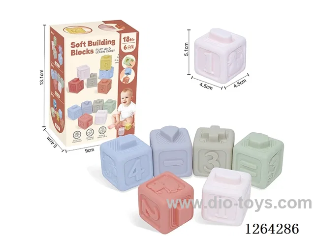 Soft Rubber Ocean Numbers +-1234 Small Building Blocks 6PCS