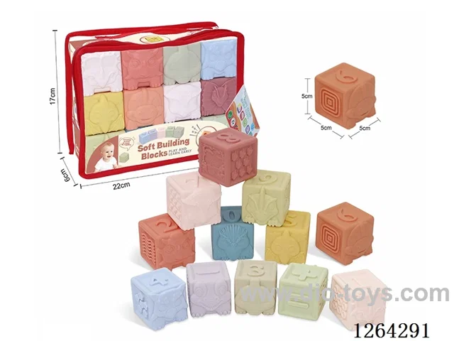 Soft Rubber Dinosaur Number Building Blocks 12PCS