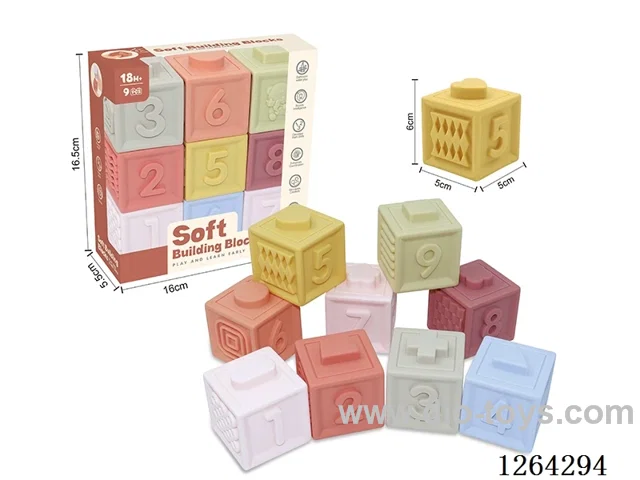 Soft Rubber Chinese Zodiac Animal Number 1-9 Building Blocks 9PCS