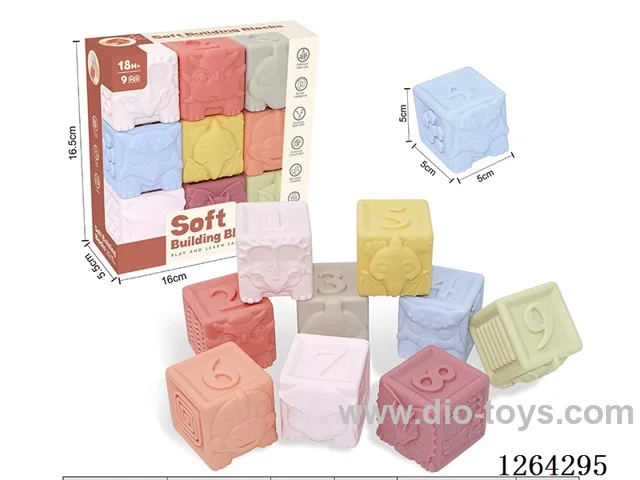 Soft Rubber Dinosaur Number 1-9 Building Blocks 9PCS