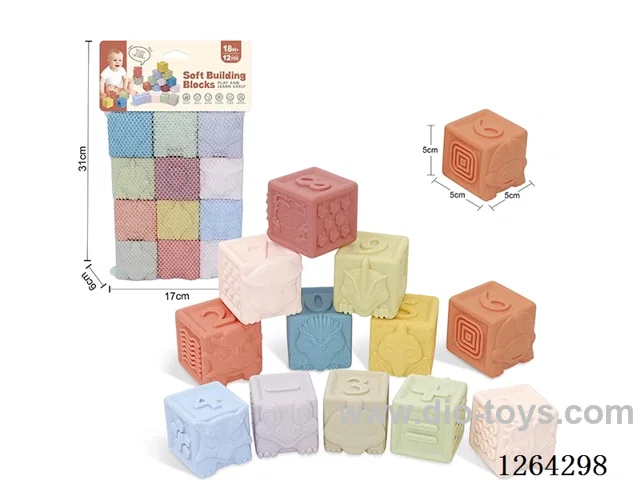 Soft Rubber Dinosaur Number Building Blocks 12PCS