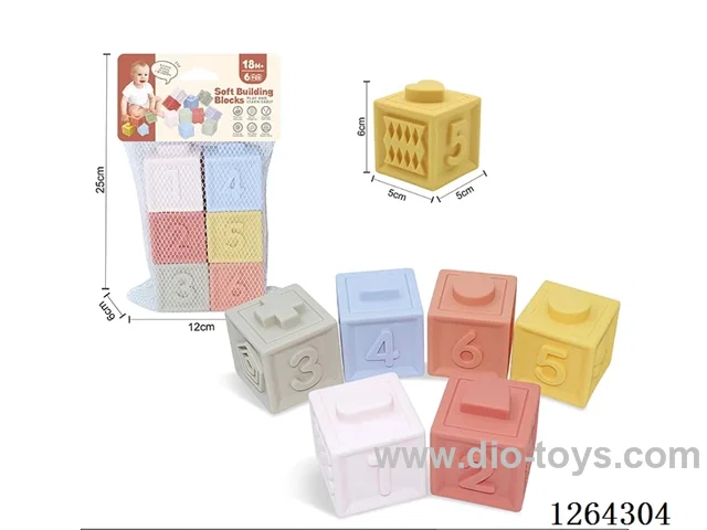 Soft Rubber Chinese Zodiac Numbers 1-6 Building Blocks 6PCS