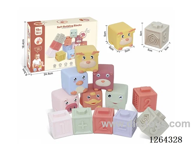 Soft Rubber Animal Zodiac Signs Numbers +-1234 Building Blocks 12PCS