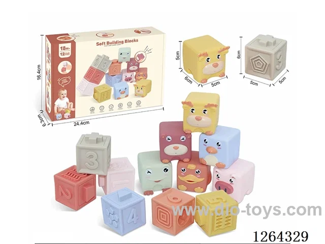 Soft Rubber Animal Zodiac Signs Numbers 1-6 Building Blocks 12PCS
