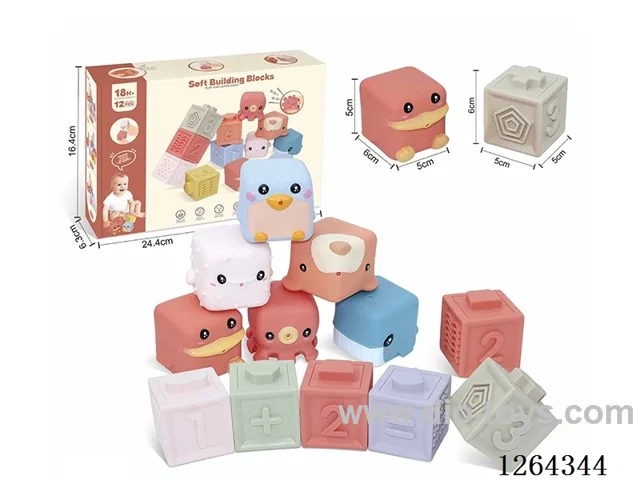 Soft Rubber Ocean Animals Numbers +-1234 Building Blocks 12PCS