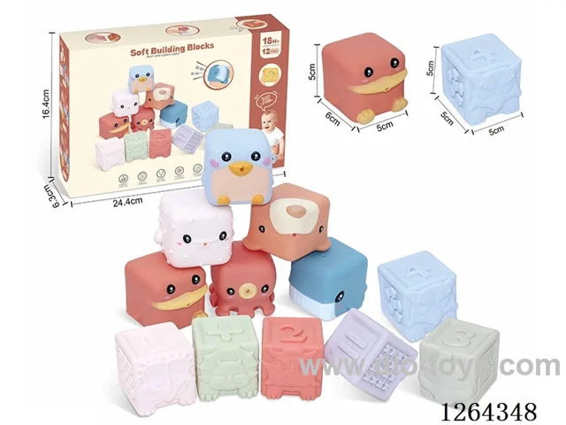 Soft Rubber Ocean Dinosaur Numbers +-1234 Building Blocks 12PCS
