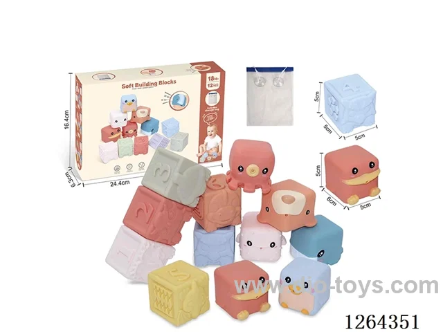 Soft Rubber Ocean Dinosaur Number 1-6 Building Blocks 13PCS (with storage bag)