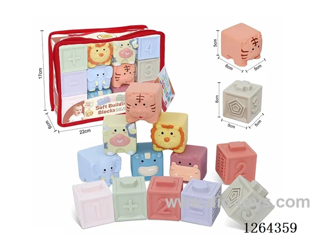 Soft Rubber Animal Zodiac Signs with Numbers +-1234 Building Blocks 12PCS