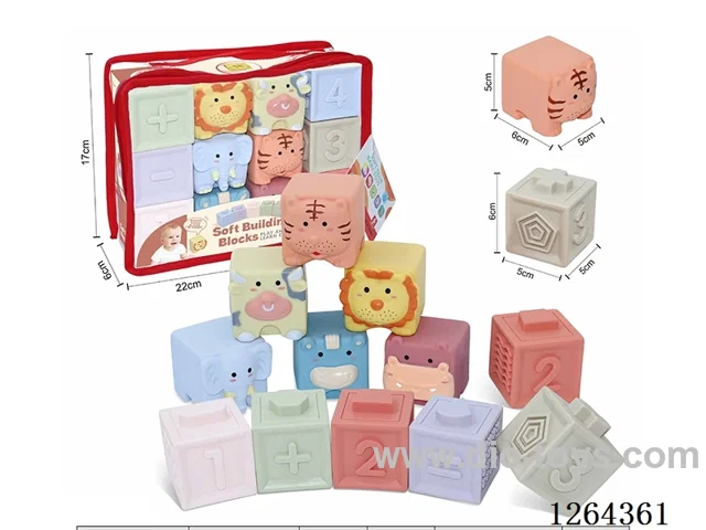 Soft Rubber Animal Numbers +-1234 Building Blocks 12PCS