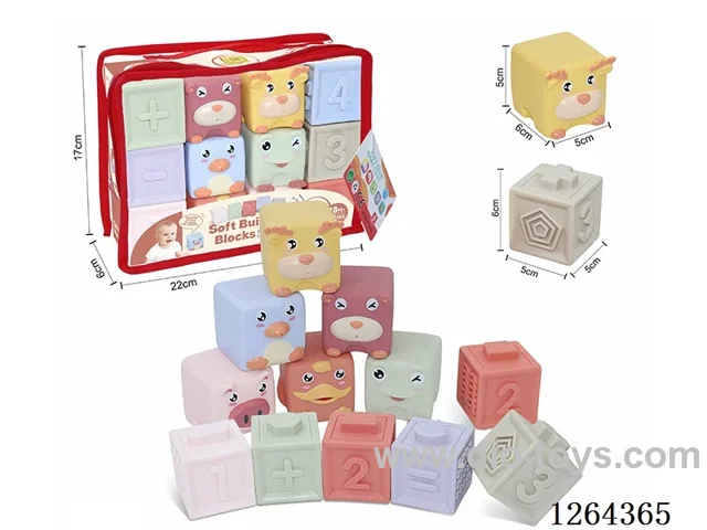 Soft Rubber Animal Zodiac Signs Numbers +-1234 Building Blocks 12PCS