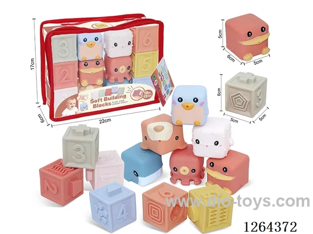 Soft Rubber Ocean Zodiac Numbers 1-6 Building Blocks 12PCS