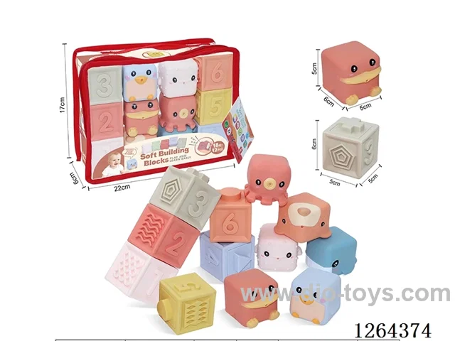 Soft Rubber Ocean Animals Numbers 1-6 Building Blocks 12PCS