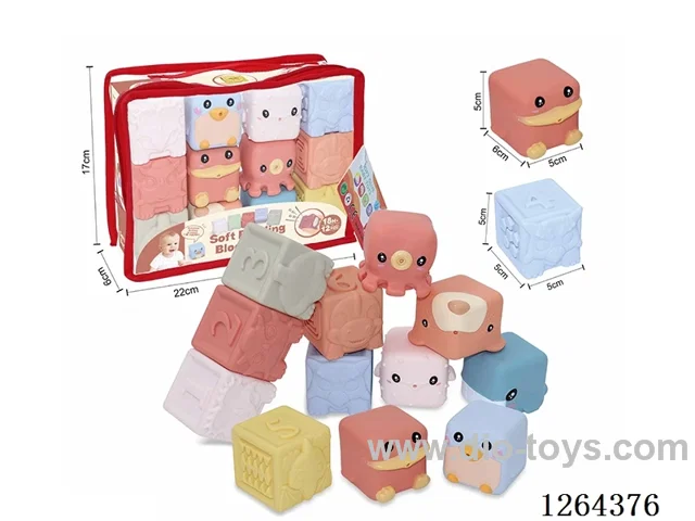 Soft Rubber Ocean Dinosaurs Numbers 1-6 Building Blocks 12PCS