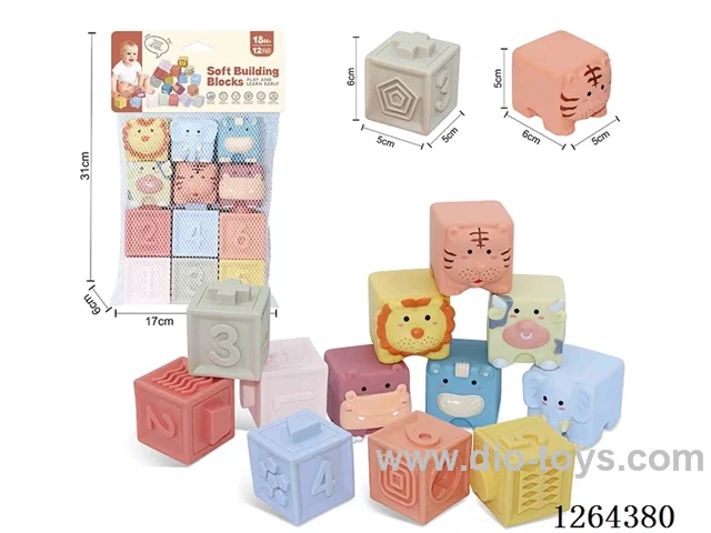 Soft Rubber Animal Zodiac Signs with Numbers 1-6 Building Blocks 12PCS