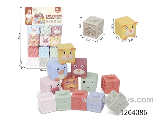 Soft Rubber Animal Zodiac Signs Numbers +-1234 Building Blocks 12PCS