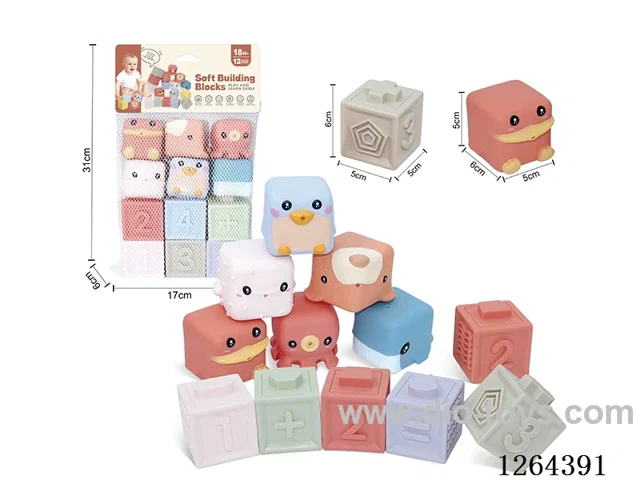 Soft Rubber Animal Zodiac Signs Numbers +-1234 Building Blocks 12PCS