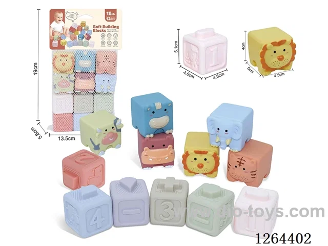 Soft Rubber Animal Ocean Numbers +-1234 Small Building Blocks 12PCS