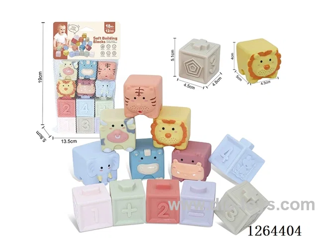Soft Rubber Animal Numbers +-1234 Small Building Blocks 12PCS