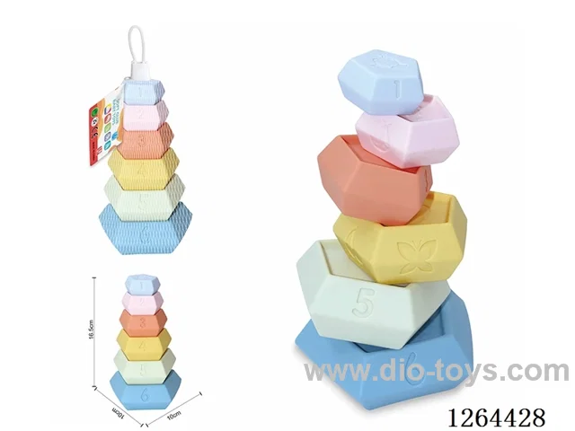 Soft Rubber 6-Layer Pentagonal Stacking Game 6PCS