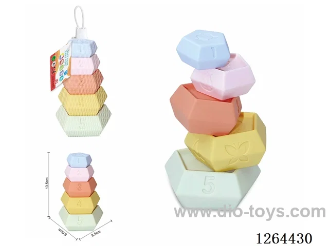Soft Rubber 5-Layer Pentagonal Stacking Game 5PCS
