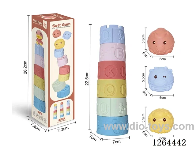 Soft Rubber Animal Stacking Tower (Assorted) 7PCS