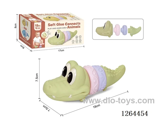 Soft Rubber Double-Ring Animals (Crocodile) 4PCS