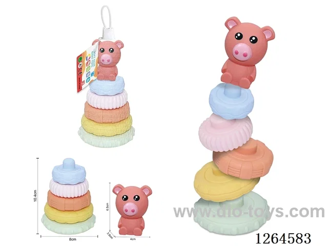 Soft Rubber Farm Animal Stacking Game (Pig) 6PCS