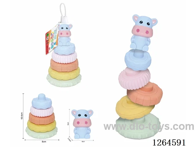 Soft Rubber Farm Animal Stacking Game (Cow) 6PCS