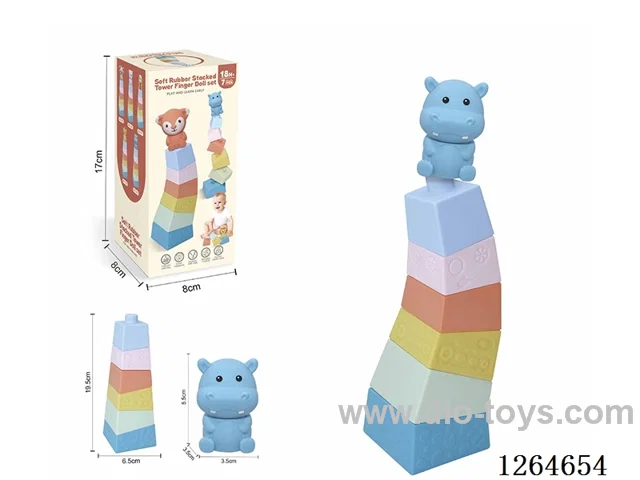 Stackable Tower Finger Puppets Forest Animals (Hippopotamus) 7PCS
