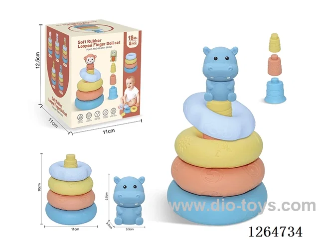 Ring-Toss Finger Puppets Forest Animals (Hippo) 8PCS