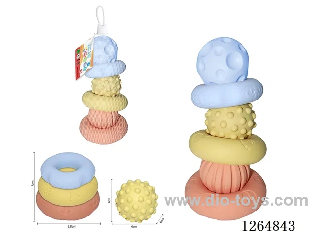 Soft Rubber Ring Stacking Balls 6PCS