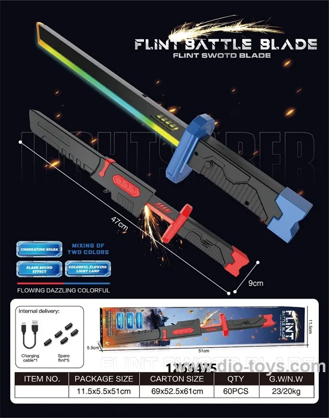 BO flint sword blade toy with lighting in color box