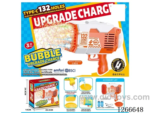 132-holes bubble machine with light included battery