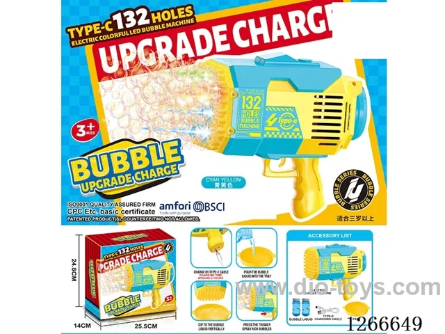 132-holes bubble machine with light included battery