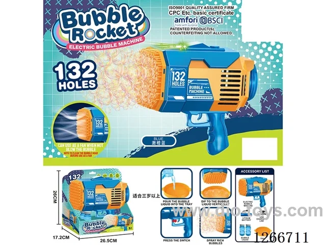 132-holes bubble machine with light included battery