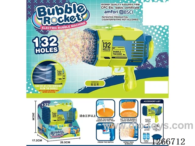 132-holes bubble machine with light included battery